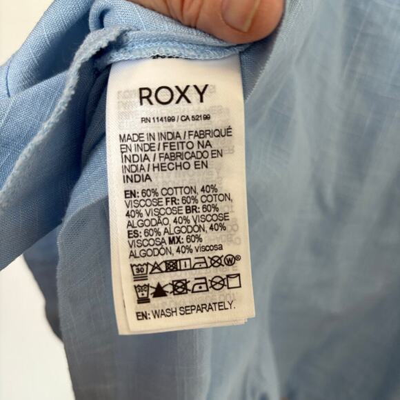 Roxy Afterglow Lights Romper Blue Linen Small NWT summer festival minimalist - Picture 3 of 12